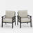 Set Of 2  All-Weather Metal Armchairs, Khaki Frame With Gray Cushions-98676419-98676421