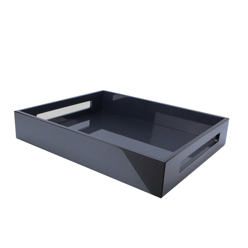 Lacquer Decorative Tray, 16" H x 14" W x 2.56" D, Black