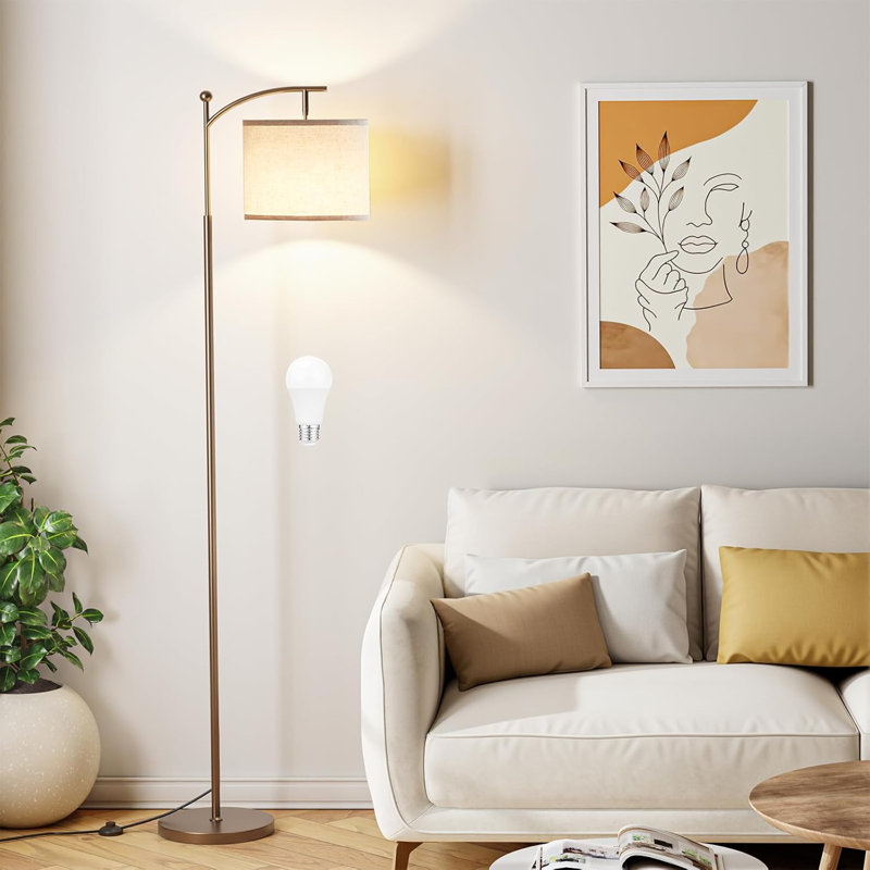 Lampe sur pied à luminosité et température de couleur réglables avec télécommande, abat-jour rotatif, télécommande magnétique et minuterie, installation facile