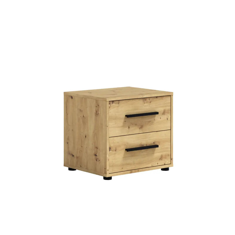 Sunde 51cm W Manufactured Wood Bedside Table, Oak