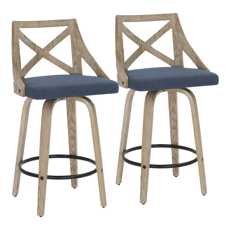 Tabouret de comptoir pivotant 25,5 po Dannie, Bleu, Bois blanc délavé