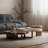 Maville 3 Piece Modern Cloud-Shaped Irregular Wood Nesting Coffee Table Set, Mid-Century Living Room Center Table in Creamy White and Walnut for Living Room Lounge Office
