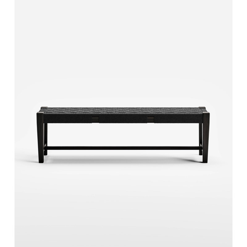 Masaya Upholstered Dining Bench, Black Basket Cord/Charcoal