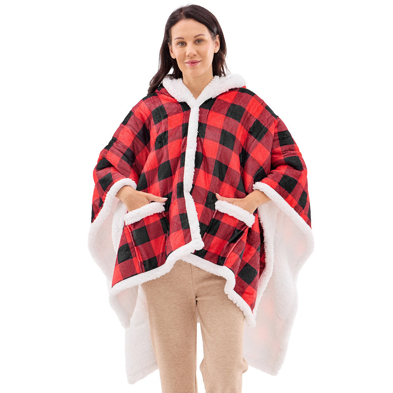 Poncho à couverture Sherpa, Rose, Jeté