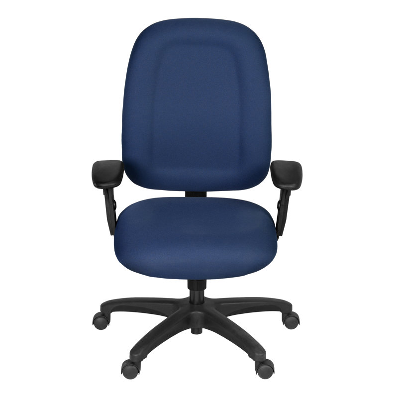 Regency Comfort Series High-Back Multifunctional Fabric Computer Task Chair with Adjustable Arms - Navy Blue, Blue