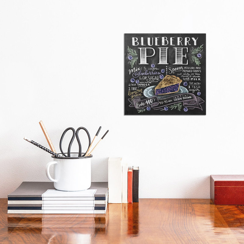 Blueberry Pie Recipe - Print on Canvas, 30.48cm H x 30.48cm W x 1.91cm D, Wrapped Canvas