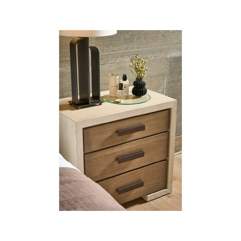 Modern Veil Veil/Mist Two-Tone Soft Close Nightstand, Brown
