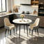 Round Dining Table And 2 Chairs Set, 3pcs Dining Room Sets For Restaurant Kitchen Office, 2-4 Seaters Marble Table And Light Khaki Microfiber Silicone Leather Kitchen Chairs Set Of 2-1862177384-1862177385