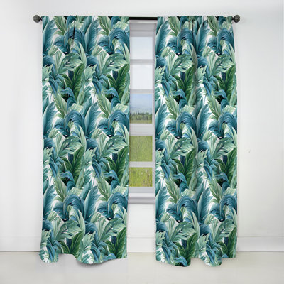 Motif tropical azure brise - rideau floral - rideau occultant floral - 1 panneaux