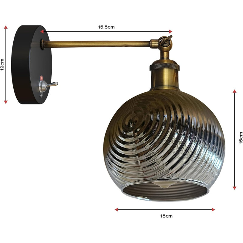 Thynedale Glass Swing Arm Wall Sconce — An elegant, adjustable arm light featuring a cylinder shade and an E27 holder.