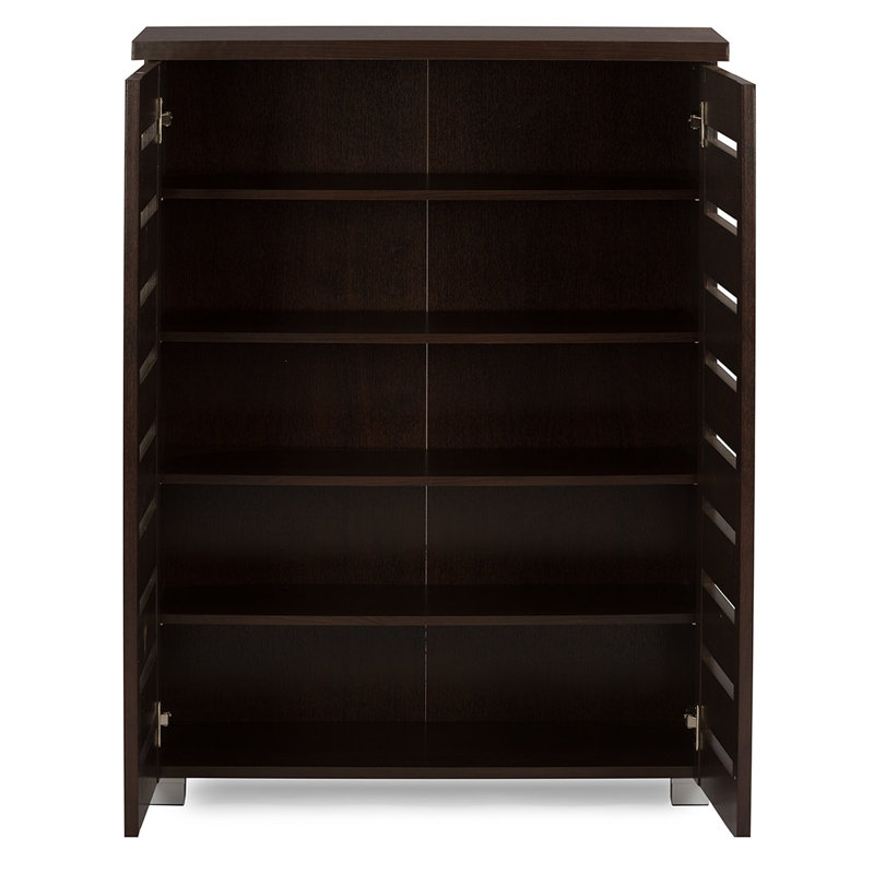 Adalwin Dark Brown Finish 2-Door Shoe Storage Cabinet, 38.34'' H X 29.95'' W X 13.1'' D