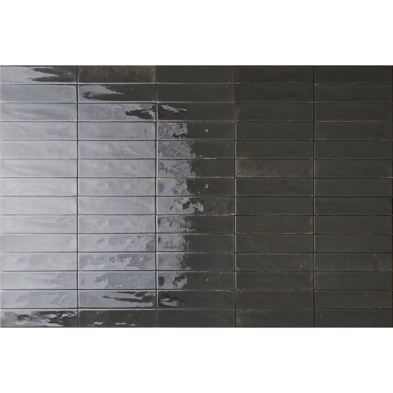Uptown Brick 2.5" x 10" Glossy Porcelain Subway Wall & Floor Tile , Black