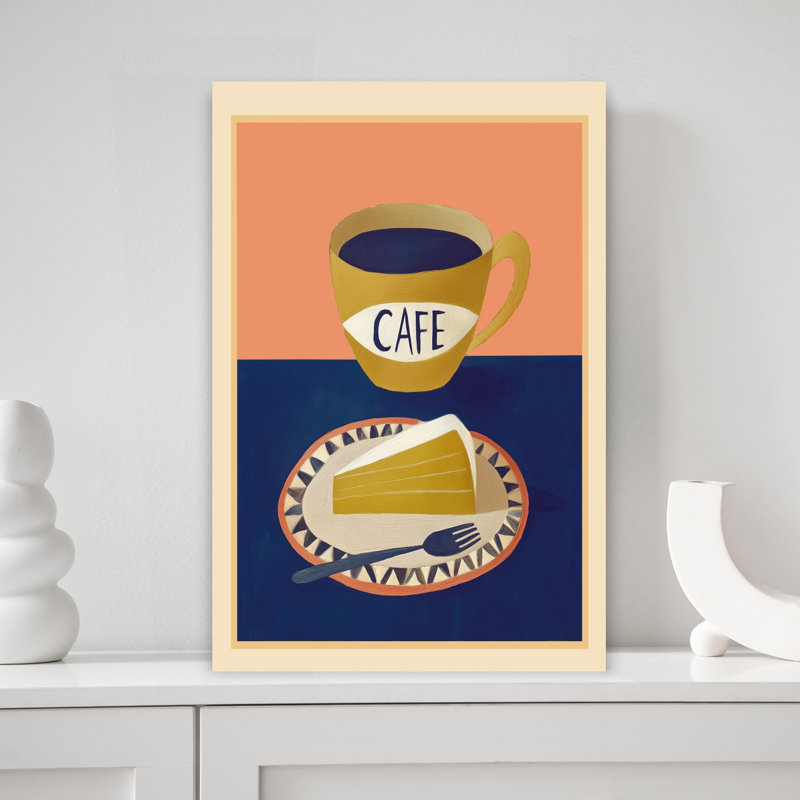 Café, café, architecture contemporaine, art mural, H 18 po x l 12 po