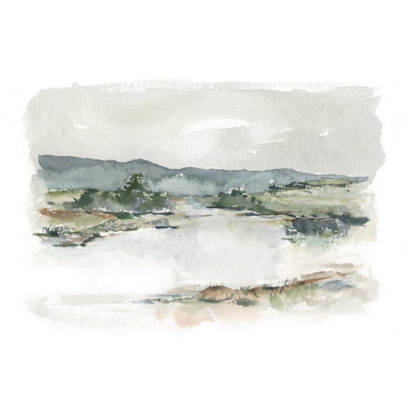 Overcast Lake Study I by Ethan Harper - Painting, 20 cm H x 30 cm W, Wrapped Canvas