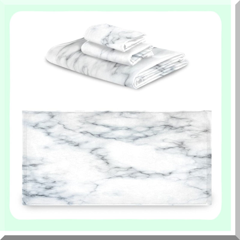 Marble Luxe 3-Piece Towel Set - High Absorbent Soft Towels for Bathroom, Hotel, Kitchen, Gym, and Spa - Includes Bath Towel, Hand Towel, and Washcloth