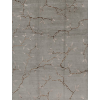 Wool Floral Area Rug in Gray