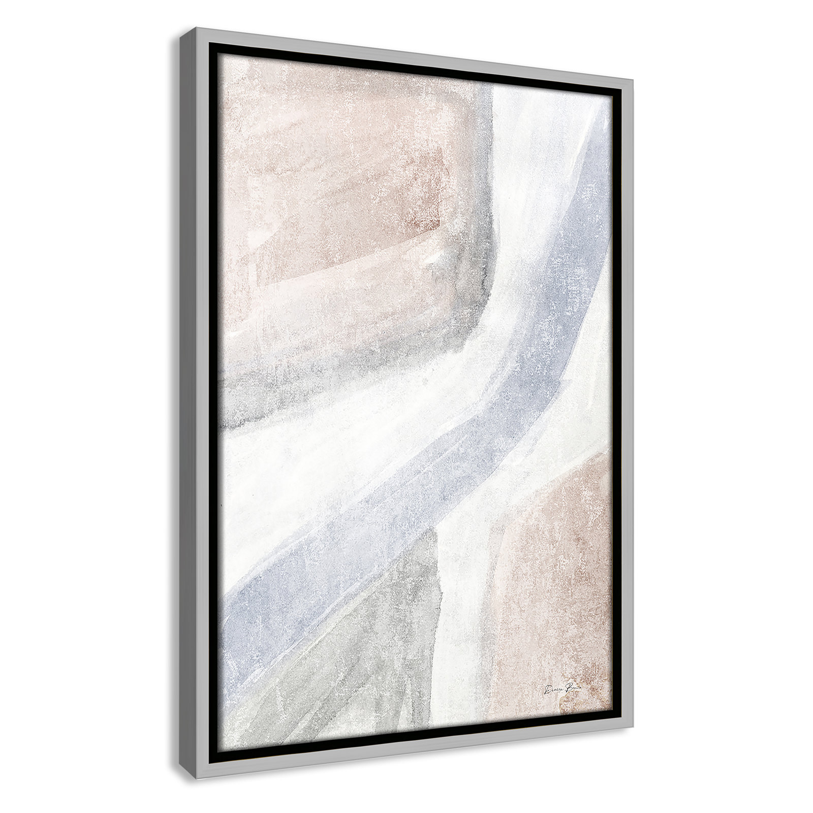 Helmsford "Soften 1" Painting, 19.5" H x 13.5" W x 2" D, Silver