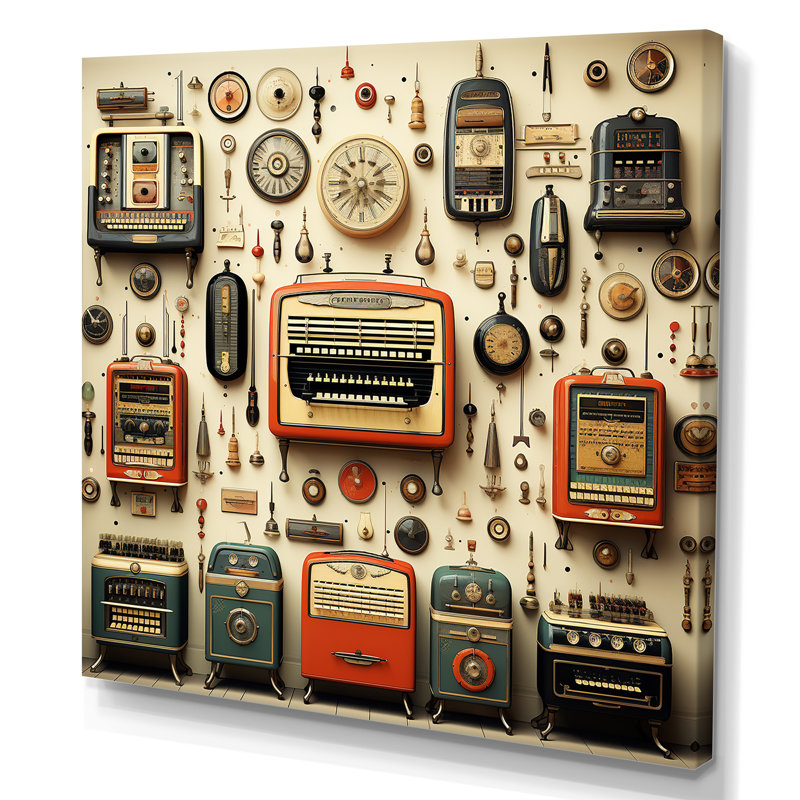 Nostalgic Jukebox Tunes 4 - Jukeboxes, art mural, H 16 po x l 16 po x P 1 po, Toile tendue