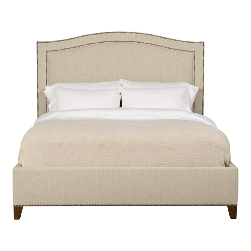 Caroline/Casey Queen Upholstered Low Profile Panel Bed, Tuck Linen, Yes, Havana