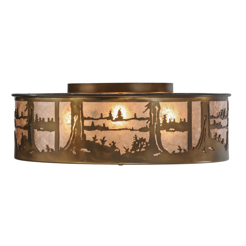 Rustic Lodge 4 - Light Flush Mount, Antique Copper, Antique Copper/Silver