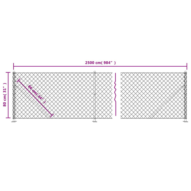 Hillendale Silver Metal Fence Panels, 2500cm W x 80cm H
