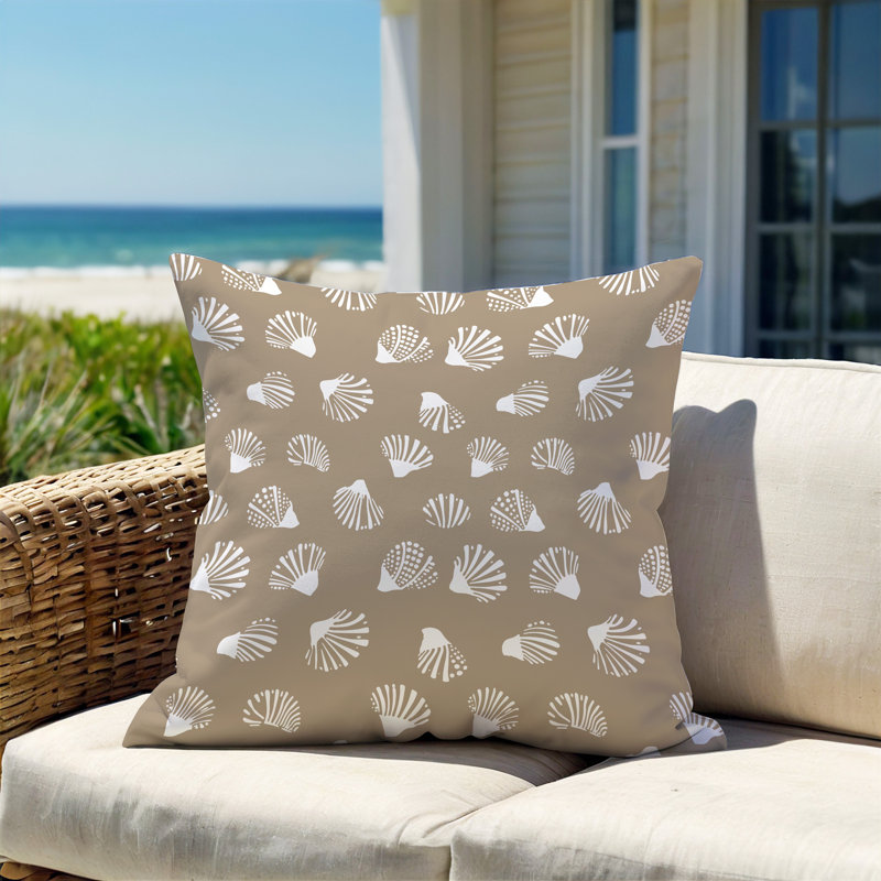 Barnon Outdoor Reversible Throw Pillow, Beige, 18"H x 18"W