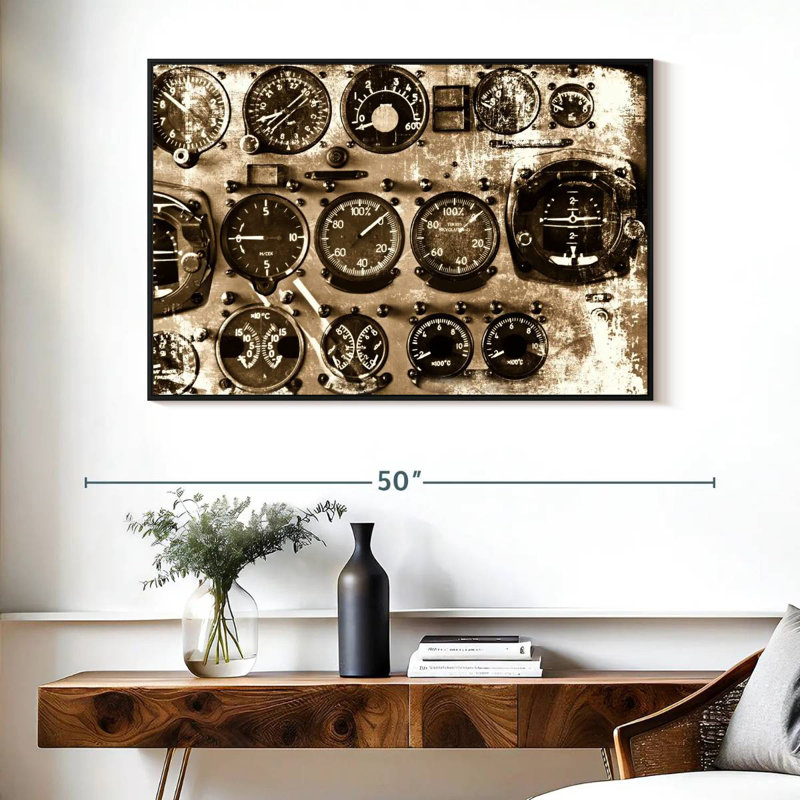Cadrans rétro de l'aviation, Cadre flottant noir, 40 po x 27 po