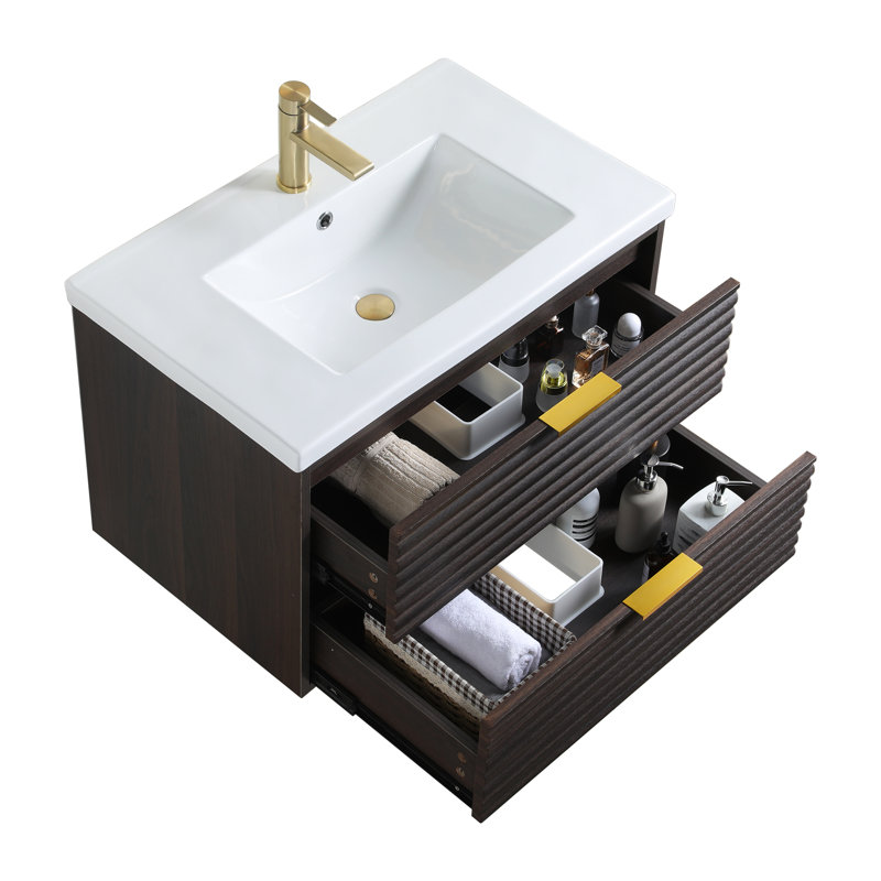 Ensemble de meuble-lavabo simple mural moderne 30 po, Noir