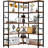 68.7"H x 42.7"D x 42.7"W Corner Bookcase with 5-Tier Open Storage