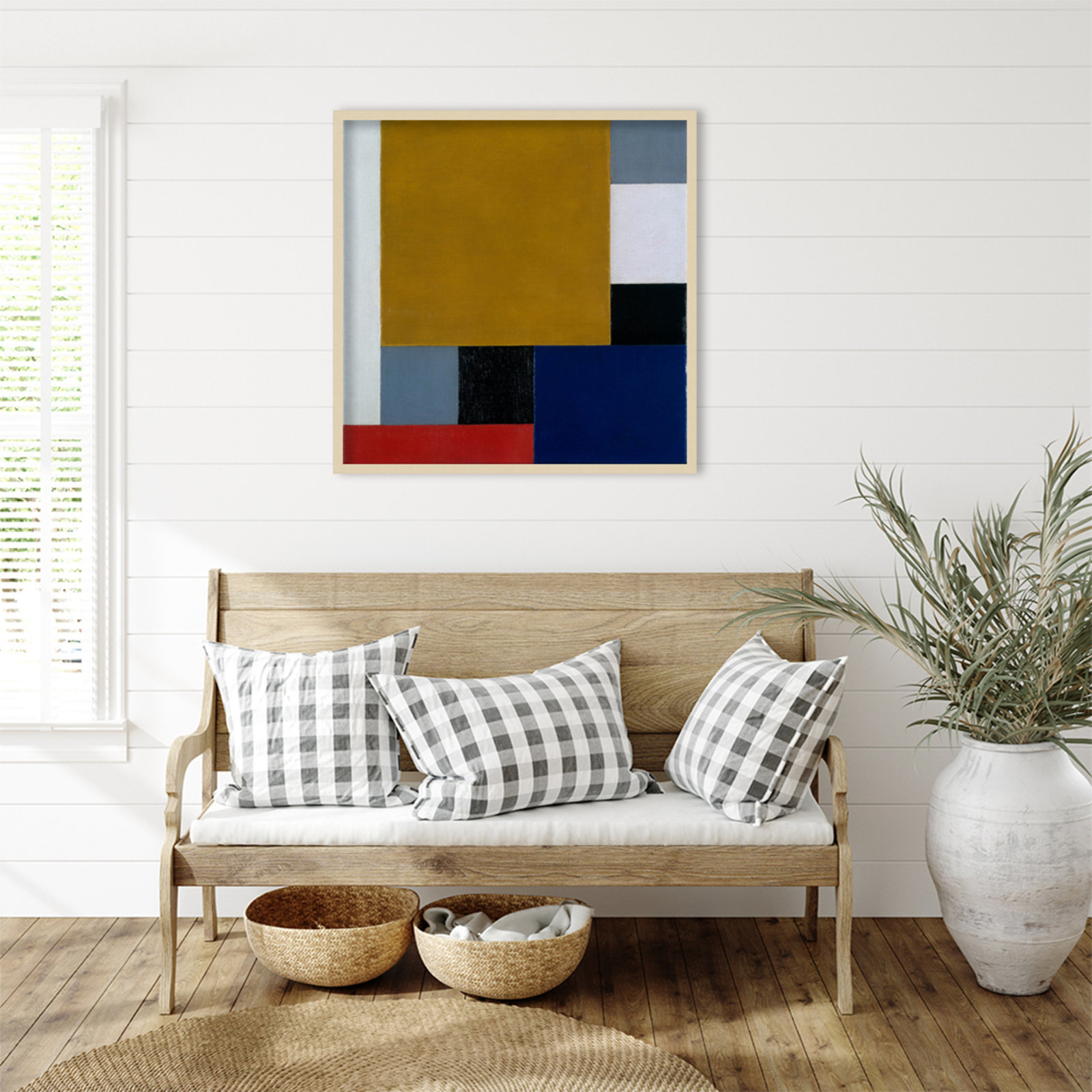 Composition 22 by Theo Van Doesburg, Brown Paper Framed, 33" H x 33" W