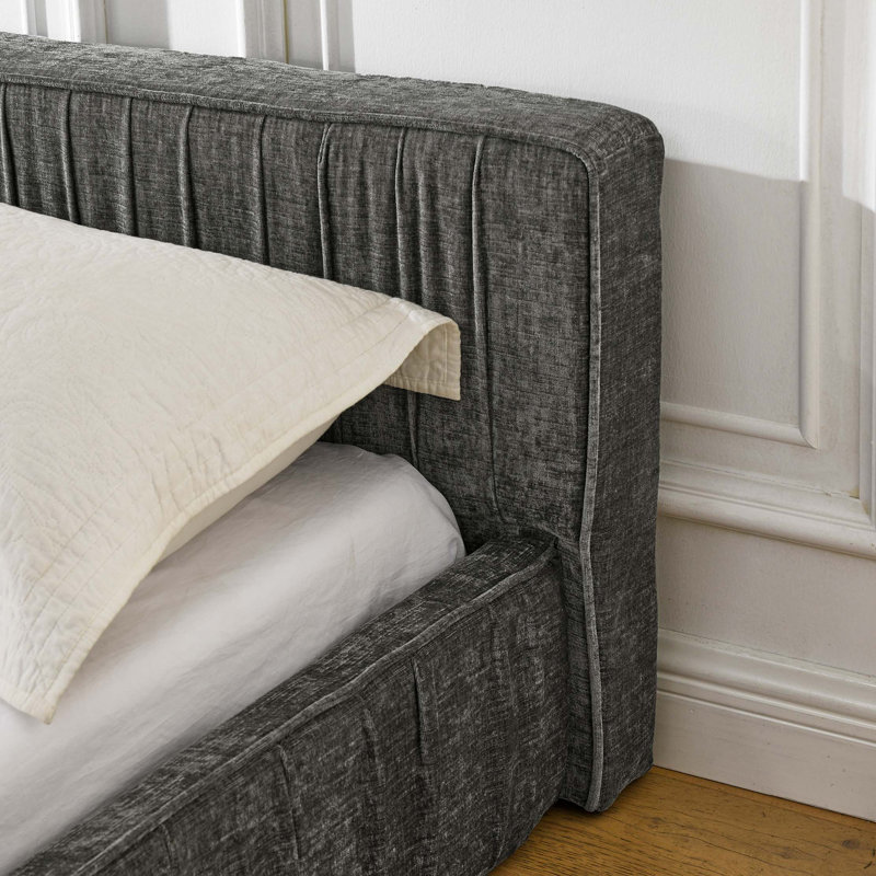 Queen Size Upholstered Bed Frame, Gray