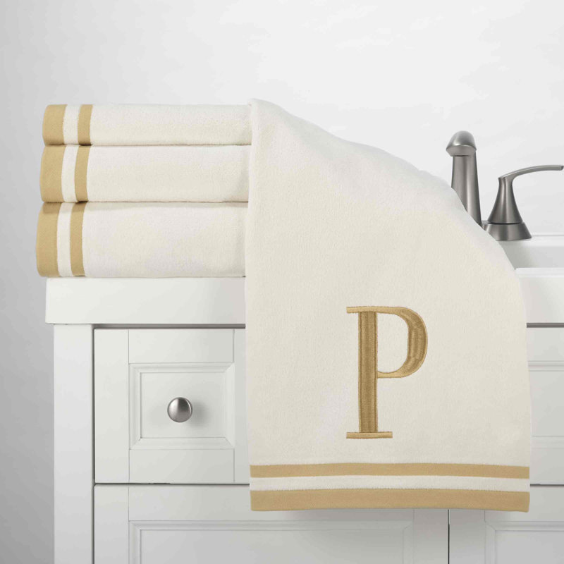 GRY/IVR Monogram Towel Set, 3 Piece Towel Set, Ivory