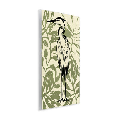Wild Heron & Leaves Wall Plaque Art by June Erica Vess
