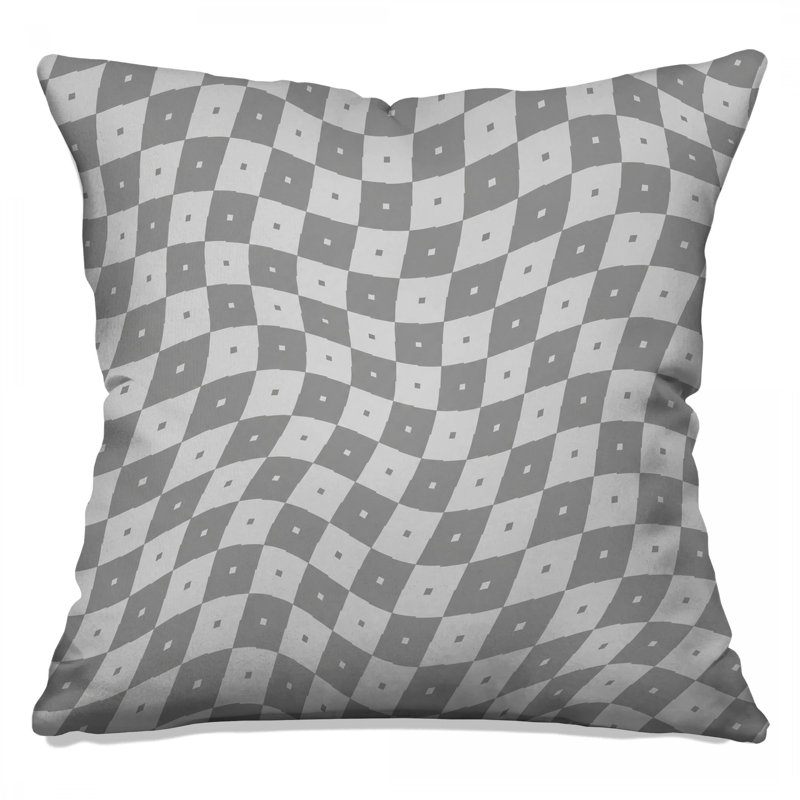 Wavy Checkered Pattern Double Sided Throw Pillows, 14 x 14 inches