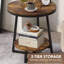 Table de bout industrielle 19,68 "avec tablette de rangement - Table d'appoint ronde à 2 niveaux pour petits espaces, brun rustique - Table de chevet, table de chevet ou table basse robuste pour le salon et la chambre à coucher