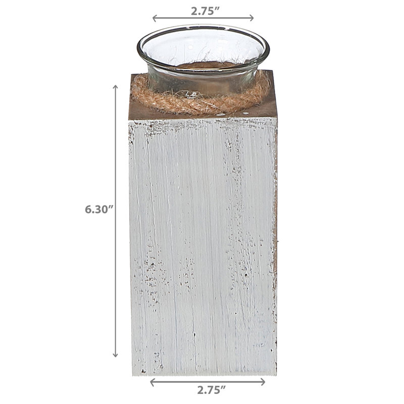 Photophore en bois 6,3 po