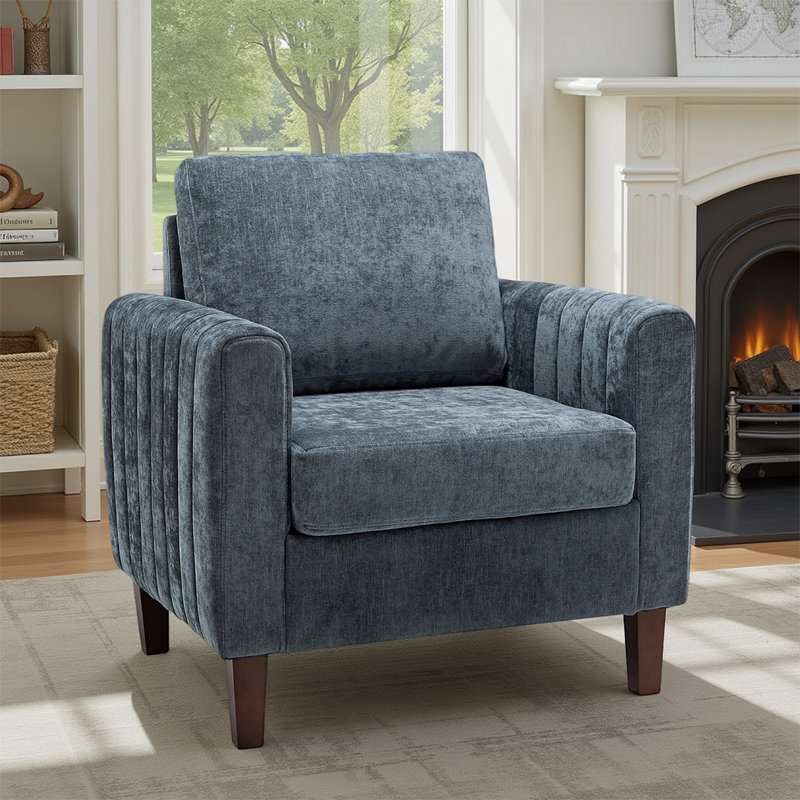 Cephisus Modern Upholstered Club Chair, Navy