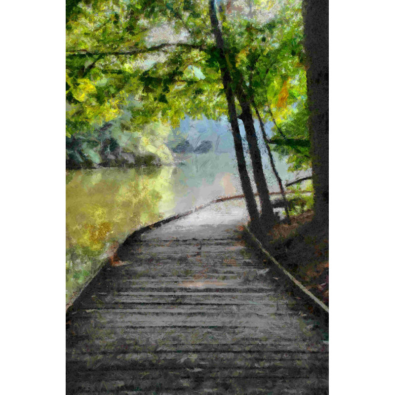 «Wood Bridge Riverbend», reproduction d'art sur toile tendue, H 12 po x l 8 po