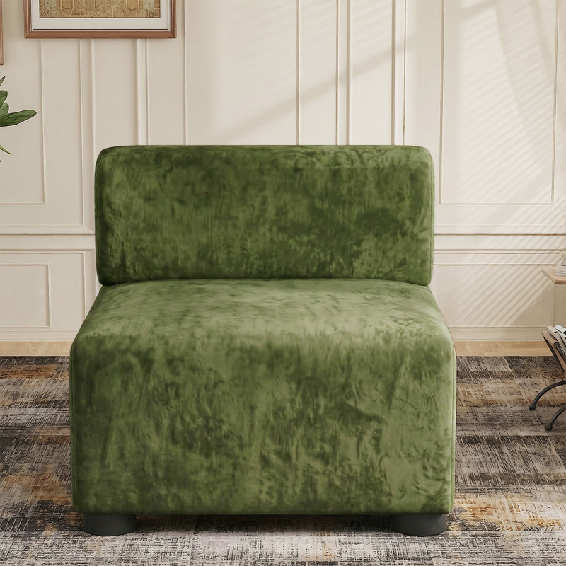 Modern Chenille 80cm Accent Chair Switch to Ottoman style, Green