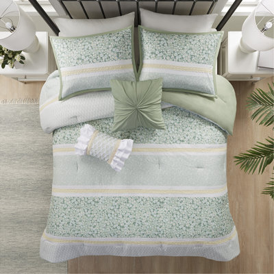 Ensemble d'édredon 5 pièces avec coussins décoratifs King Seersucker