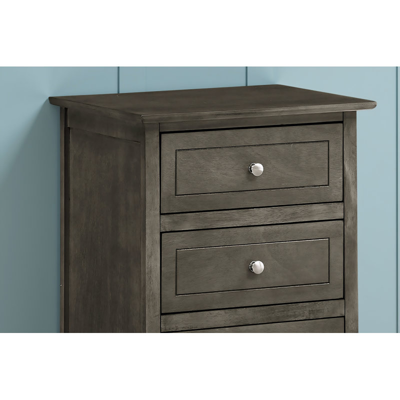 Table de chevet 3 tiroirs gris Lurne, Gris