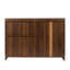 Armoire de rangement, verre, porte vitrée, buffet avec 2 portes rayées coulissantes, comptoir autoportant