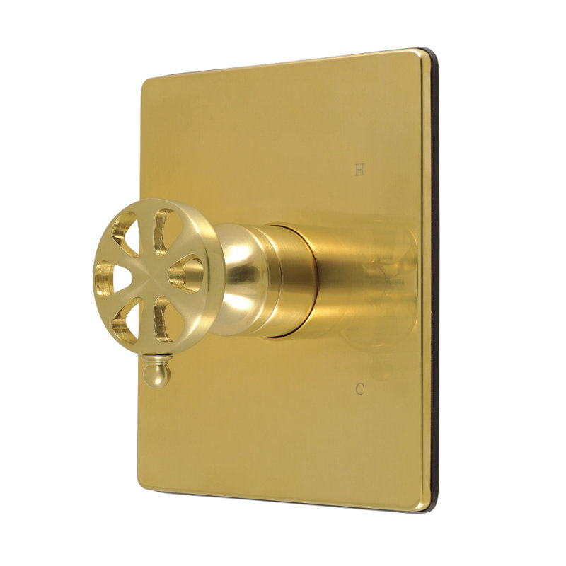 Kingston Brass Belknap Single-Handle Pressure Balanced Tub and Shower Faucet Valve and Trim Kit, Brushed Brass
