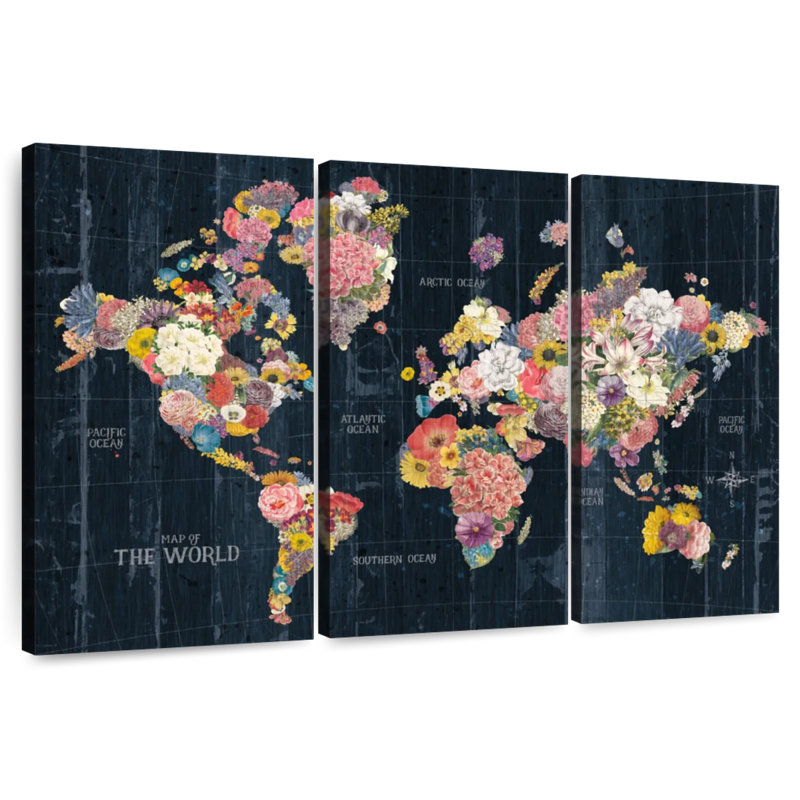 Aliaz Botanical Floral Map Words, 24" H x 38" W