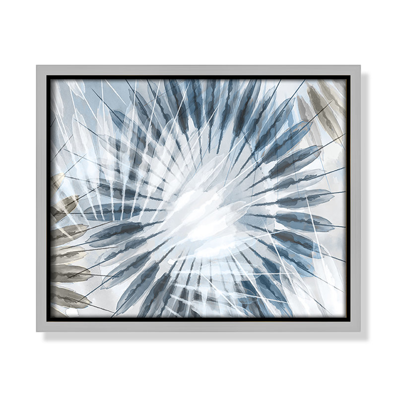 Dance of the Rays II - Blue Version Print par Eva Watts, Argent, H 9,5 po x l 11,5 po