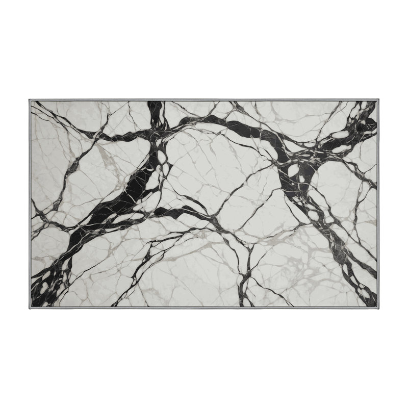 Machine Washable Gray Area Rug, Rectangle 3' x 5'