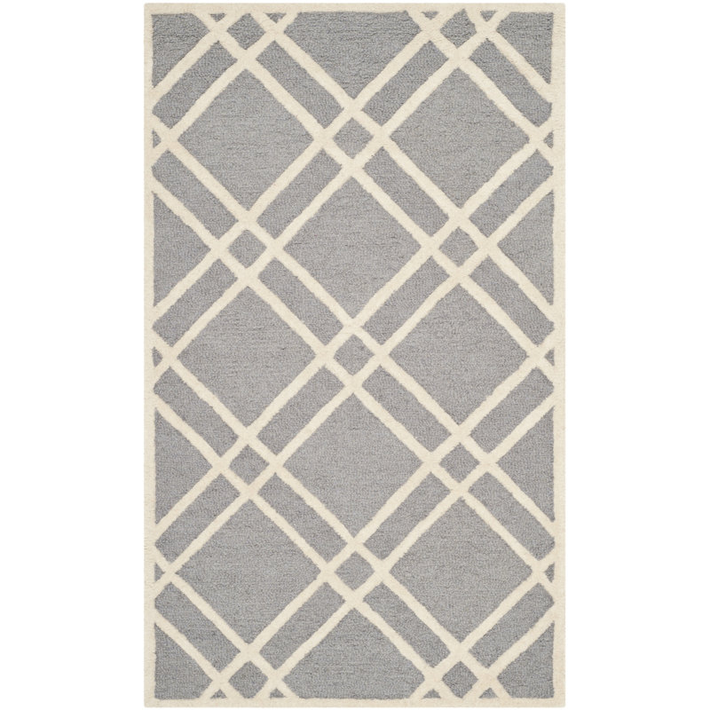Deedgra Hand Tufted Wool Geometric Rug, Rectangle 3' x 5'