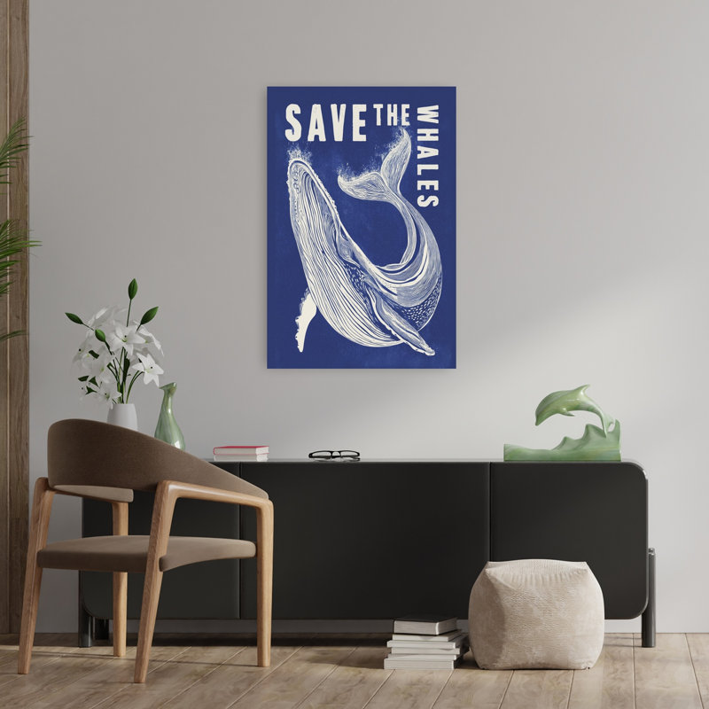 Art mural majestueux, baleine contemporaine, océan, H 36 po x l 24 po