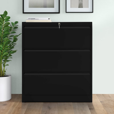 Hauge 35.5''W × 18"D Heavy-duty 3-drawer Lateral Filing Cabinet with Lock for A4/Letter/Legal Size