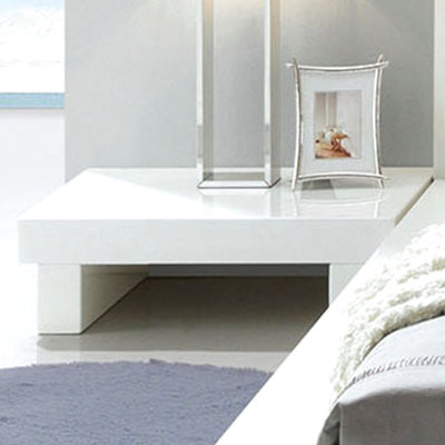 Table de chevet en bois avec finition blanche brillante pour la décoration de la chambre à coucher